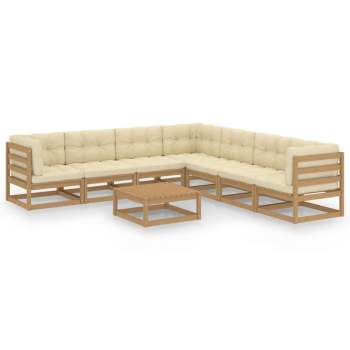  8-tlg Garten-Lounge-Set mit Kissen Honigbraun Massivholz Kiefer