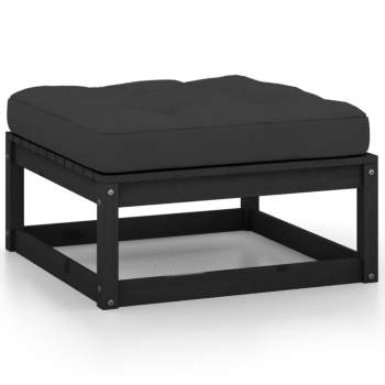  10-tlg. Garten-Lounge-Set mit Kissen Schwarz Massivholz Kiefer