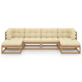  6-tlg Garten-Lounge-Set mit Kissen Honigbraun Massivholz Kiefer