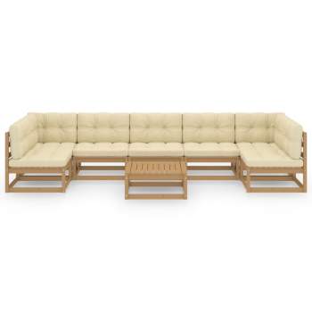  8-tlg Garten-Lounge-Set mit Kissen Honigbraun Massivholz Kiefer