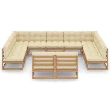  12-tlg. Garten-Lounge-Set mit Kissen Honigbraun Massivholz