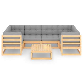  7-tlg. Garten-Lounge-Set mit Kissen Massivholz Kiefer