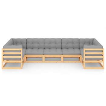  7-tlg. Garten-Lounge-Set mit Kissen Massivholz Kiefer