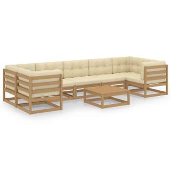  8-tlg Garten-Lounge-Set mit Kissen Honigbraun Massivholz Kiefer