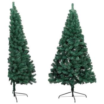  Künstlicher Halb-Weihnachtsbaum Beleuchtung Kugeln Grün 210 cm