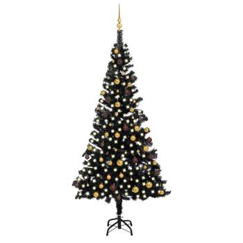  Künstlicher Weihnachtsbaum Beleuchtung & Kugeln Schwarz 240 cm