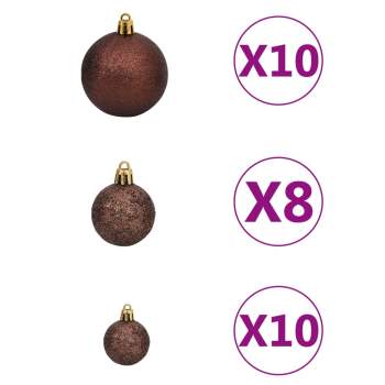 Künstlicher Weihnachtsbaum Beleuchtung & Kugeln Schwarz 240 cm