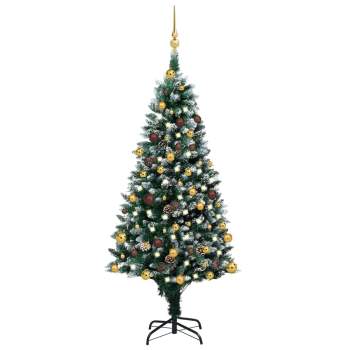  Künstlicher Weihnachtsbaum mit Beleuchtung Kugeln Zapfen 150 cm