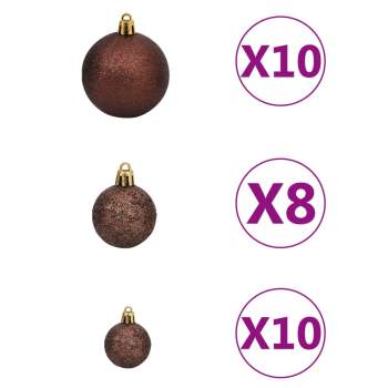  Künstlicher Weihnachtsbaum mit Beleuchtung & Kugeln Weiß 240 cm