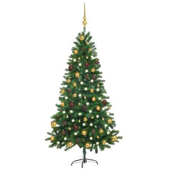  Künstlicher Weihnachtsbaum mit Beleuchtung & Kugeln 150 cm Grün