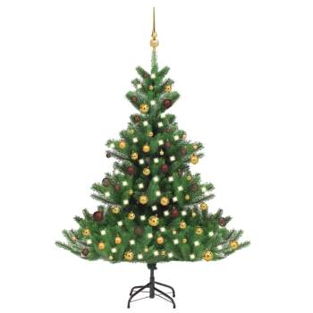 Künstlicher Weihnachtsbaum Nordmann LED & Kugeln Grün 120 cm