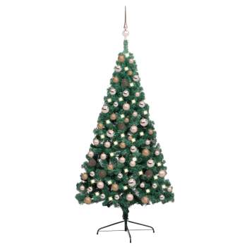  Künstlicher Halb-Weihnachtsbaum Beleuchtung Kugeln Grün 120 cm