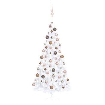  Künstlicher Halb-Weihnachtsbaum Beleuchtung Kugeln Weiß 210 cm