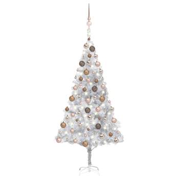  Künstlicher Weihnachtsbaum Beleuchtung & Kugeln Silber 180 cm