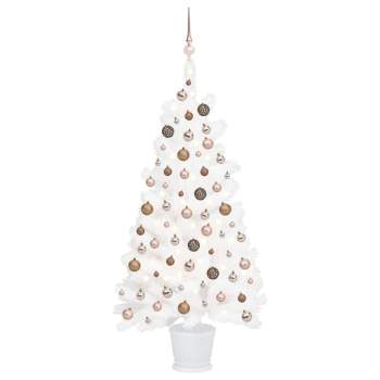  Künstlicher Weihnachtsbaum mit Beleuchtung & Kugeln Weiß 90 cm