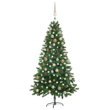  Künstlicher Weihnachtsbaum mit Beleuchtung & Kugeln 150 cm Grün