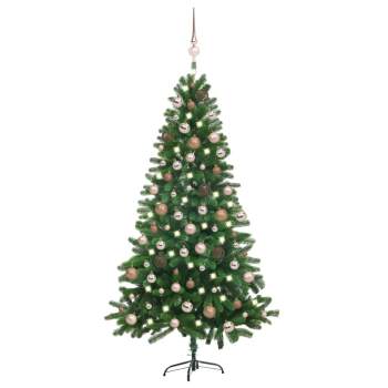  Künstlicher Weihnachtsbaum mit Beleuchtung & Kugeln 180 cm Grün