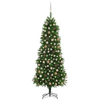  Künstlicher Weihnachtsbaum mit Beleuchtung Kugeln 240 cm Grün