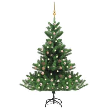 Künstlicher Weihnachtsbaum Nordmann LED & Kugeln Grün 180 cm