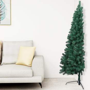  Künstlicher Halb-Weihnachtsbaum Beleuchtung Kugeln Grün 210 cm