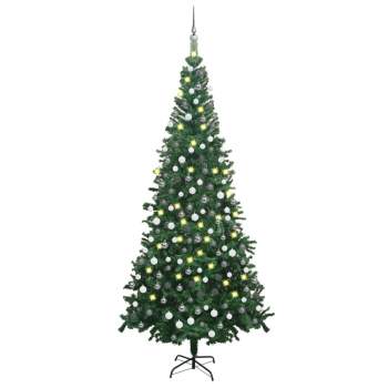  Künstlicher Weihnachtsbaum mit Beleuchtung Kugeln L 240 cm Grün
