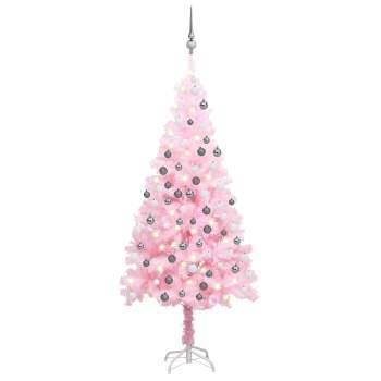  Künstlicher Weihnachtsbaum mit Beleuchtung & Kugeln Rosa 180cm