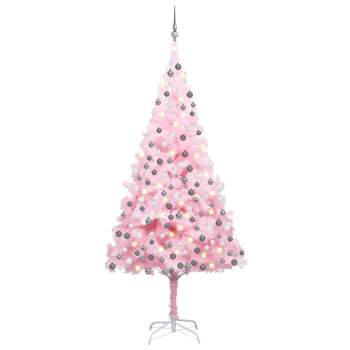  Künstlicher Weihnachtsbaum mit Beleuchtung & Kugeln Rosa 210cm