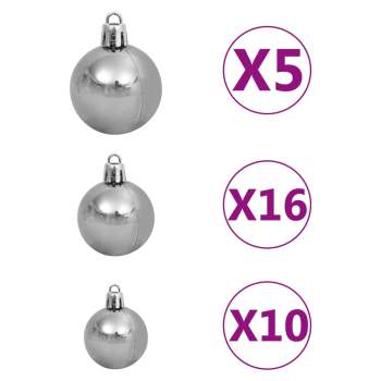  Künstlicher Weihnachtsbaum Beleuchtung & Kugeln Schwarz 240 cm