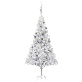  Künstlicher Weihnachtsbaum Beleuchtung & Kugeln Silber 180 cm