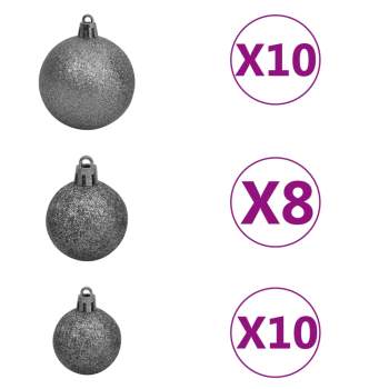  Künstlicher Weihnachtsbaum Beleuchtung & Kugeln Silber 210 cm
