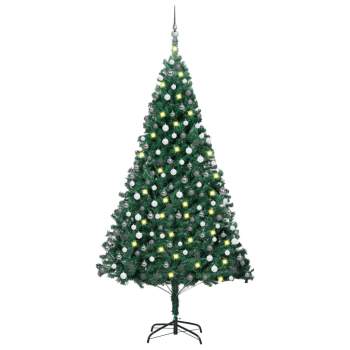  Künstlicher Weihnachtsbaum mit Beleuchtung & Kugeln Grün 210 cm