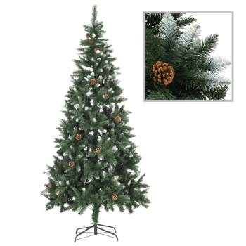  Künstlicher Weihnachtsbaum mit Beleuchtung Kugeln Zapfen 210 cm