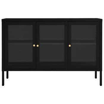 Sideboard Schwarz 70x35x70 cm Stahl und Glas