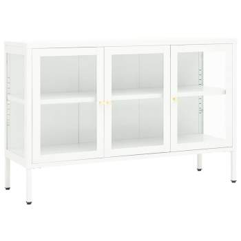 Sideboard Weiß 105x35x70 cm Stahl und Glas