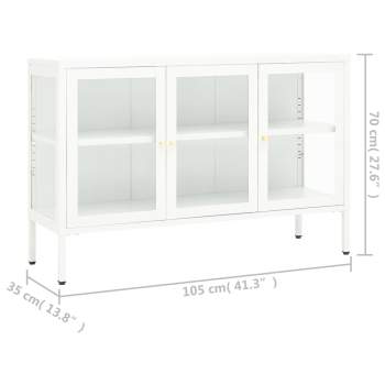 Sideboard Weiß 105x35x70 cm Stahl und Glas