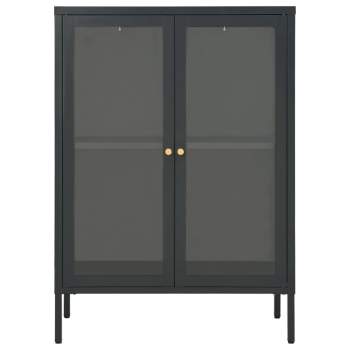 Sideboard Anthrazit 75x35x105 cm Stahl und Glas