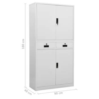 Büroschrank Hellgrau 90x40x180 cm Stahl 