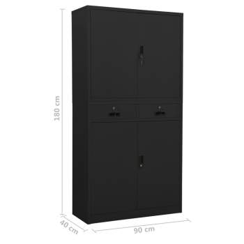 Preview: Büroschrank Anthrazit 90x40x180 cm Stahl 