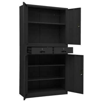 Preview: Büroschrank Anthrazit 90x40x180 cm Stahl 