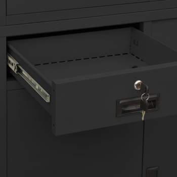Preview: Büroschrank Anthrazit 90x40x180 cm Stahl gehärtetes Glas