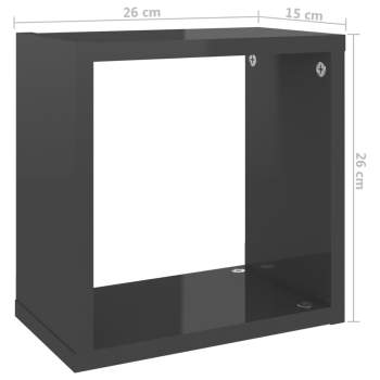 Würfelregale 2 Stk. Hochglanz-Grau 26x15x26 cm