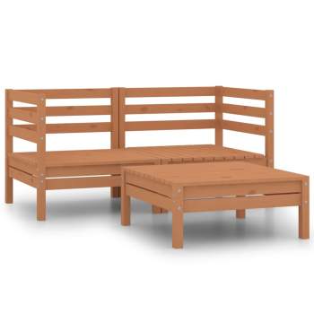 3-tlg. Garten-Lounge-Set Honigbraun Massivholz Kiefer