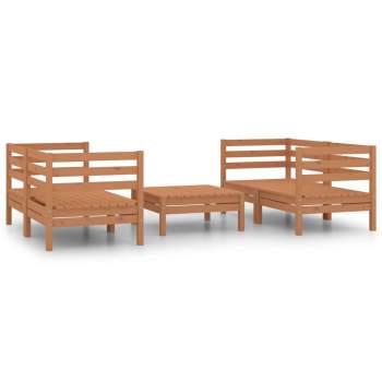 5-tlg. Garten-Lounge-Set Honigbraun Massivholz Kiefer