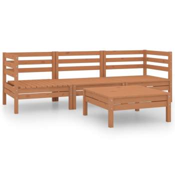 4-tlg. Garten-Lounge-Set Honigbraun Massivholz Kiefer