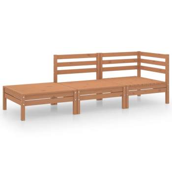 3-tlg. Garten-Lounge-Set Honigbraun Massivholz Kiefer