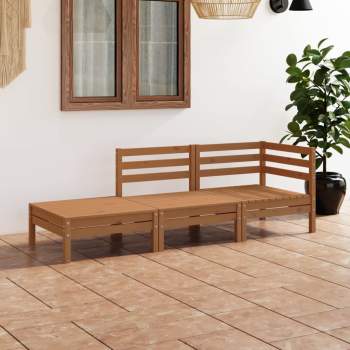 3-tlg. Garten-Lounge-Set Honigbraun Massivholz Kiefer