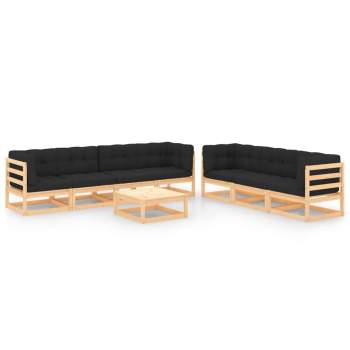 8-tlg. Garten-Lounge-Set mit Kissen Massivholz Kiefer