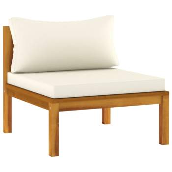 5-tlg. Garten-Lounge-Set mit Creme Kissen Massivholz Akazie