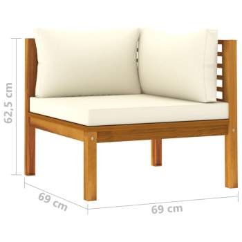 9-tlg. Garten-Lounge-Set mit Creme Kissen Massivholz Akazie