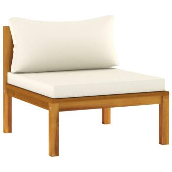 3-tlg. Garten-Lounge-Set mit Creme Kissen Massivholz Akazie